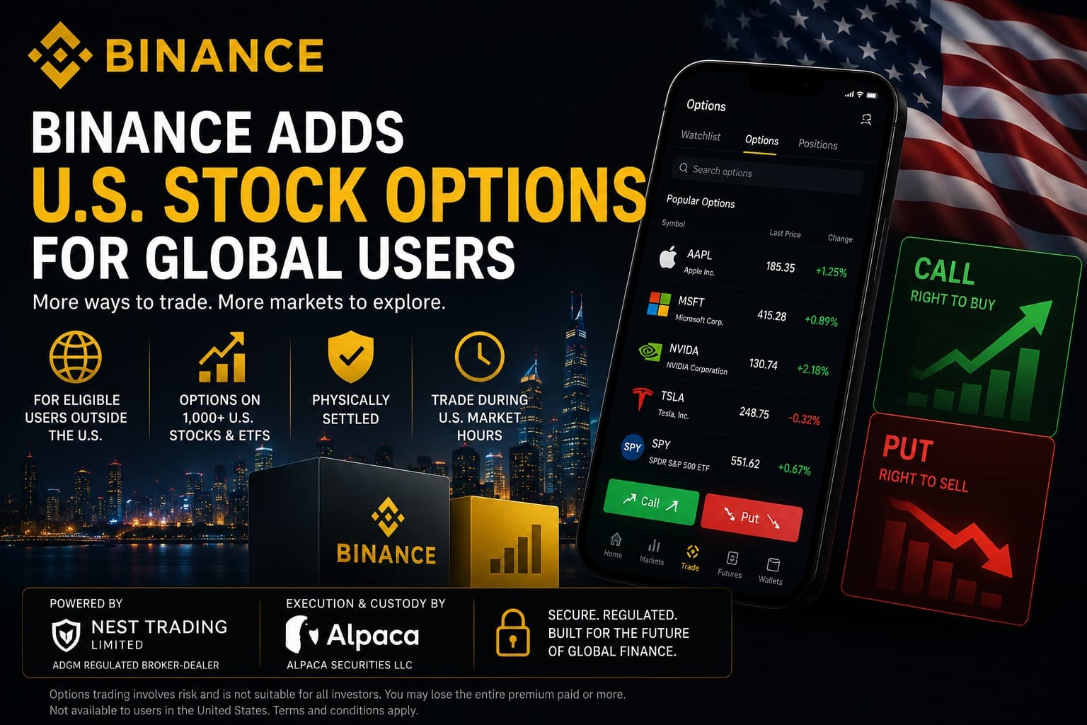 Binance Adds U.S. Stock Options for Global Users