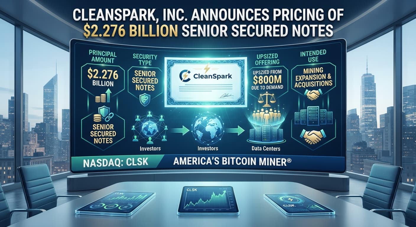 CleanSpark, Inc. Announces Pricing of $2.276 Billion of Senior Secured Notes