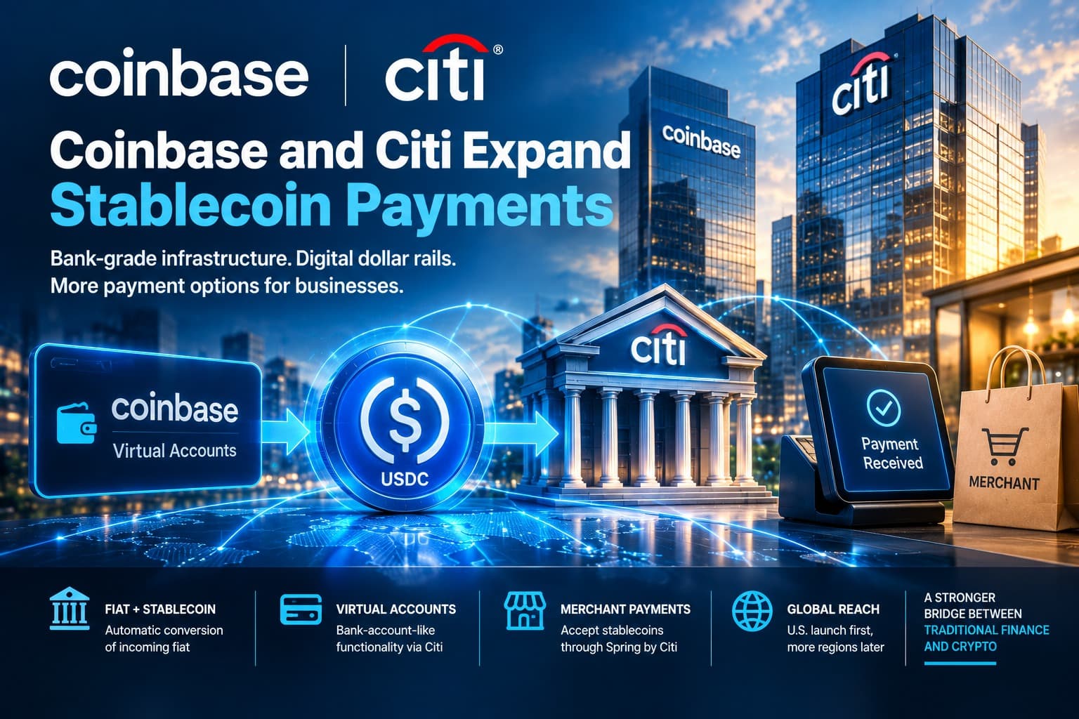 Coinbase and Citi Expand Stablecoin Payments