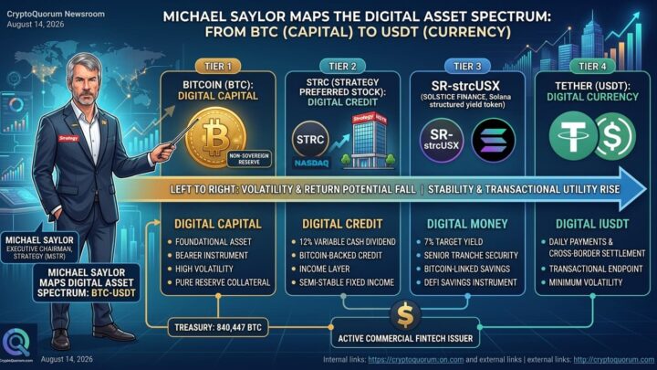 Beyond HODLing: Michael Saylor Unveils Four-Tier Monetary Stack Connecting Bitcoin to USDT